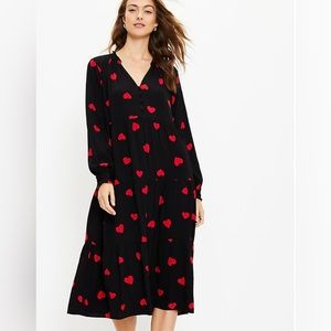 Loft Petite Heart Tiered Button
Midi Swing Dress